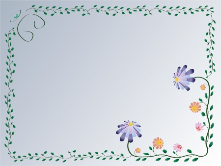 Vector flower classic colorful foliage frame on blue backgroundのイラスト素材