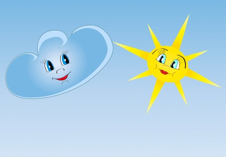 Happy sun and cloud looking, smiling each other  Friends  Illustrationのイラスト素材