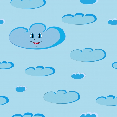 Happy smiling blue clouds seamless on day light sky  Illustrationのイラスト素材