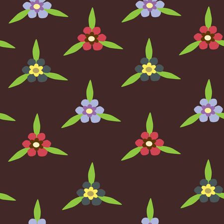 Illustration of seamless color flowers on dark backgroundのイラスト素材