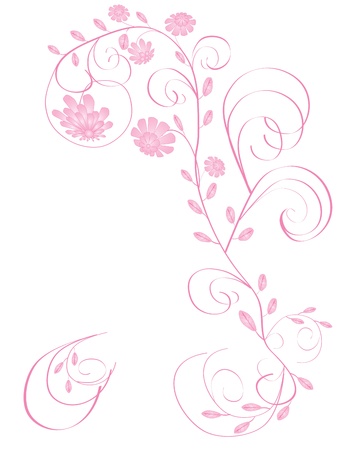Beautiful floral greeting frame with pink flowers isolated on white background のイラスト素材