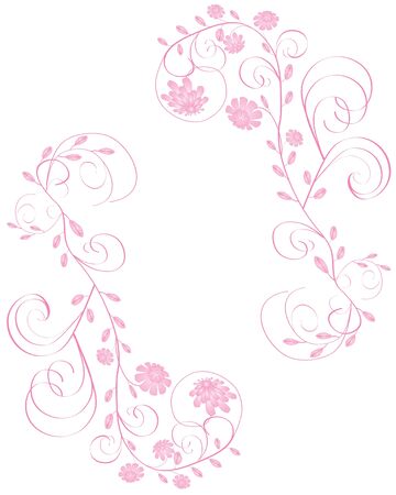 Elegant beautiful pink flowers frame isolated on white backgroundのイラスト素材