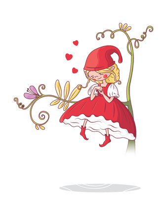 A character design about a little fairy princess dreaming about loveのイラスト素材