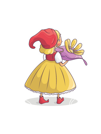 A character design about a little fairy princess with a golden flowerのイラスト素材