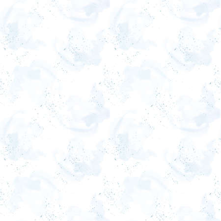 Watercolor seamless pattern blue abstract splush sky on white background. Hand made illustrations print. For design, baby room, cards, linens, linen, wallpaper, cases design, posters.の写真素材