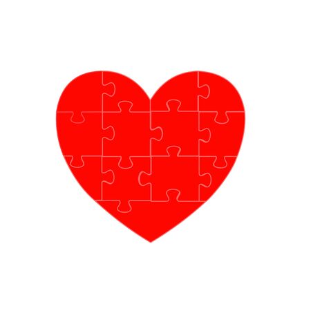 Connect the complete red heart puzzle jigsaw puzzleのイラスト素材