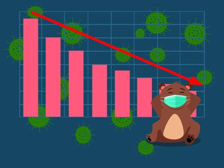 corona virus and the stock market downtrend, the bear market vectorのイラスト素材