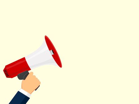 Digital marketing business man holding megaphone for website and promotion banners epsのイラスト素材