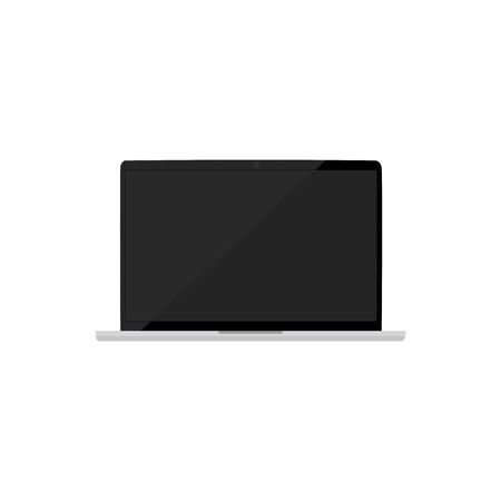 laptop computer with blank black screen on white background. vector illustrationのイラスト素材