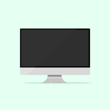 Monitor screen PC icon flat style with on a blue background, vector illustration epsのイラスト素材
