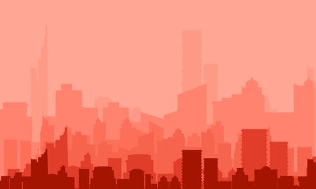 Modern City Silhouette Background Light Orange Vectorのイラスト素材
