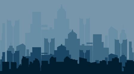 Vector Modern City ââSkyscrapers with foggy weather Silhouette Backgroundのイラスト素材