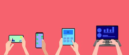 Computer, mobile phone, laptop, network, internet vector eps