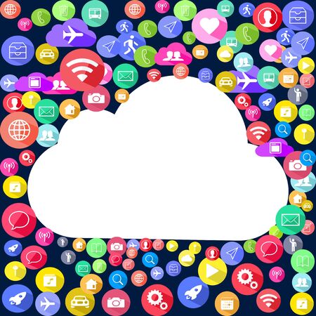 Multi Colored social media icon texture with background cloud shape element epsのイラスト素材