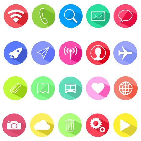 color circular communication icons isolated on white background .vector communication buttons epsのイラスト素材