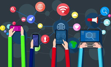 Business people and social media strategy concepts Business network marketing vector