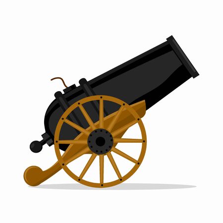 Ancient horizontal cannon. illustration of ancient cannon shooting on a white background.medieval weapons epsのイラスト素材