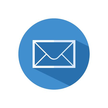 White Mail and e-mail icon isolated with long shadow. Envelope symbol e-mail. Email message sign.Vector のイラスト素材