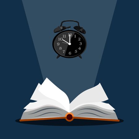 Open a book and time.Conceptual creation of knowledge takes time.Vector illustration epsのイラスト素材