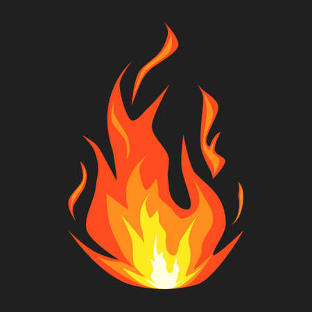 Fire flame Logo icon design.Fire symbol on a black background.vector illustration epsのイラスト素材