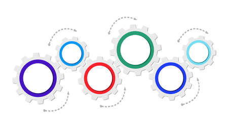 gear wheels. Concept of coordinated work.mechanical process. Modern info graphic.のイラスト素材