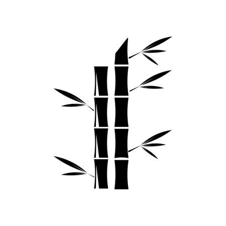 silhouettes bamboo on a white background. Black sign of bamboo stems with leaves in a flat style. epsのイラスト素材