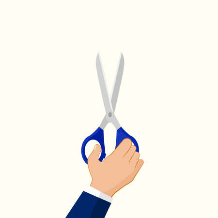 open Scissors holding in hand. isolated on white background. Vector illustration flat design. epsのイラスト素材