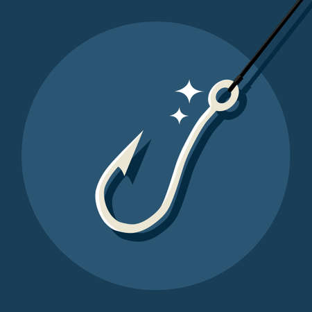 Fishing hook. fishing hooks under sea water. On a blue background. vector epsのイラスト素材