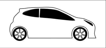 Black silhouette hatchback. side view On a white background.のイラスト素材
