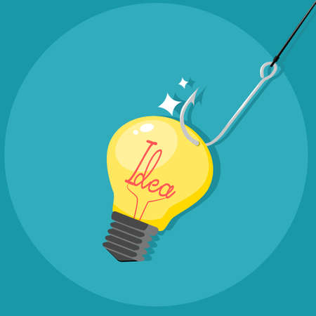 fish hooks and light bulb ideas. Conceptual building of money and business strategy. vector illustration. epsのイラスト素材