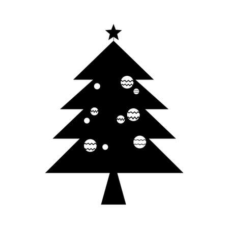 Christmas tree silhouette with decorations. vector illustration isolated on white background. epsのイラスト素材