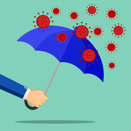 Coronavirus outbreak financial crisis help. company and business to survive. businessman leader stand safe.のイラスト素材