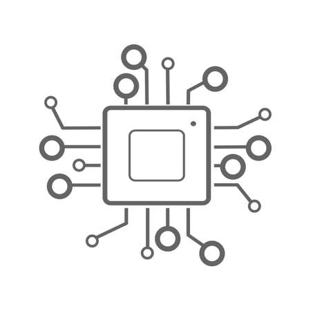 CPU Icon. Processor line vector icon for websites and mobile minimalistic flat design. eps