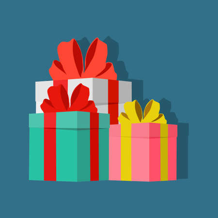 Stack gift boxes. Gift boxes for birthday and special days. vectorのイラスト素材