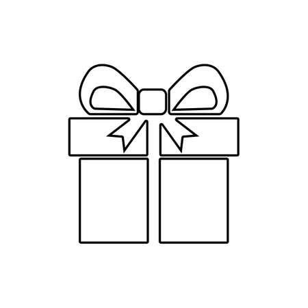 Gift box with ribbon line icon. linear style pictogram isolated on white background.vectorのイラスト素材
