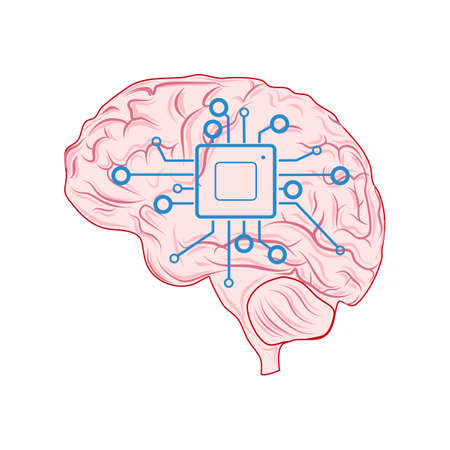 Processor icons and vector brains for websites. Use your thoughts to process. eps