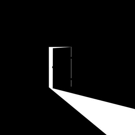 The door opened out of the darkness. Opportunity idea. vector illustration epsのイラスト素材