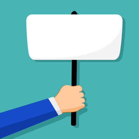 hand holding placard for banner design. Billboard design. protest caption. Vector illustration epsのイラスト素材