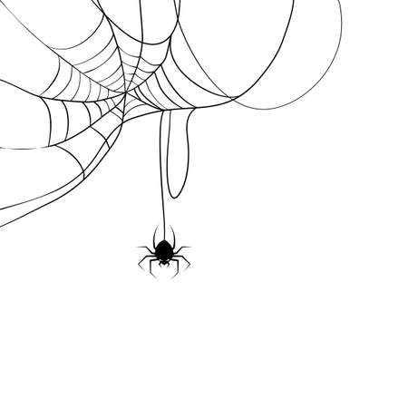 spider web and small spider. Scary spiderweb of halloween symbol vectorのイラスト素材