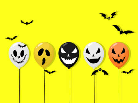 Happy Halloween. Holiday concept with holiday colorful balloons. for banner party halloween vectorのイラスト素材