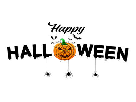 Happy Halloween Text Banner on white background. vector illustration epsのイラスト素材