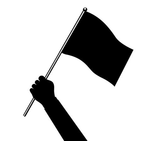 A silhouette of a man raising a flag. vector illstration epsのイラスト素材