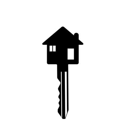 Silhouette of key house. House key icon. Vector illustration. Estate concept with house and key vectorのイラスト素材