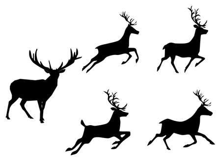 set of silhouette deer isolated on white background. vector illustration epsのイラスト素材