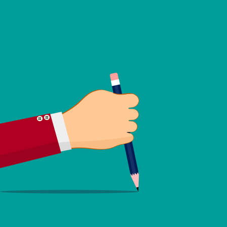 A businessman with a pencil to write. business concept. vector illustration epsのイラスト素材