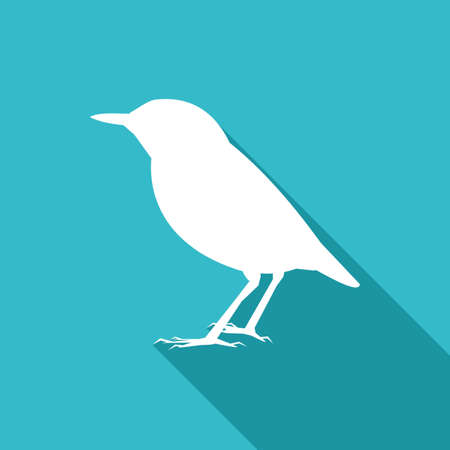 bird icon with long shadow. white bird logo. vector illustration epsのイラスト素材