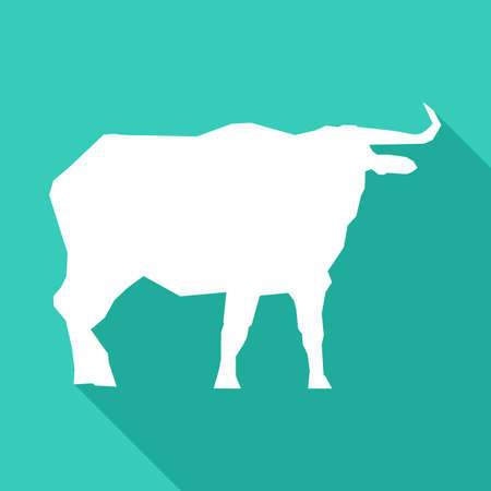 buffalo icon with long shadow. white buffalo logo. vector illustration epsのイラスト素材