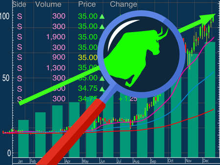 Stock market vector Forex symbol bull Growing market On a bule background vectorのイラスト素材
