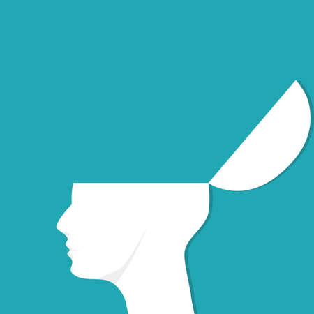 Open the human head. Open the head of a person with no brain. vector