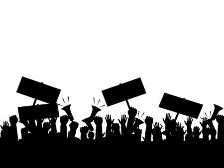 Silhouette crowd of people protesters. Protest. revolution. conflict. vector illustration epsのイラスト素材